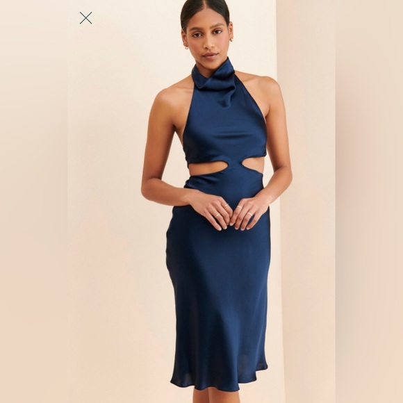 Anthropologie Navy Cutout Dress - Picture 2 of 13